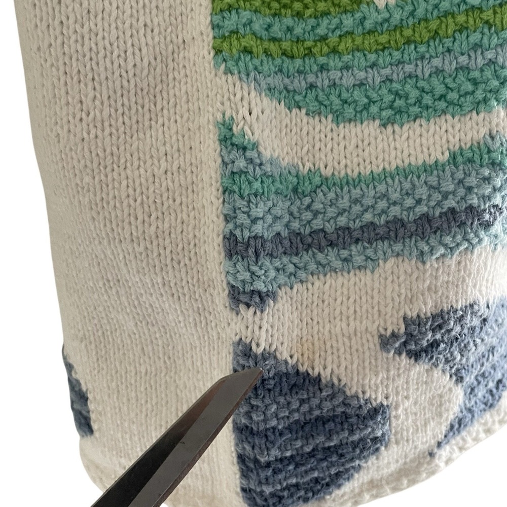 Susan Bristol Hand Knit Fish Cardigan S Coastal Beach Short Sleeve - Picture 6 of 8